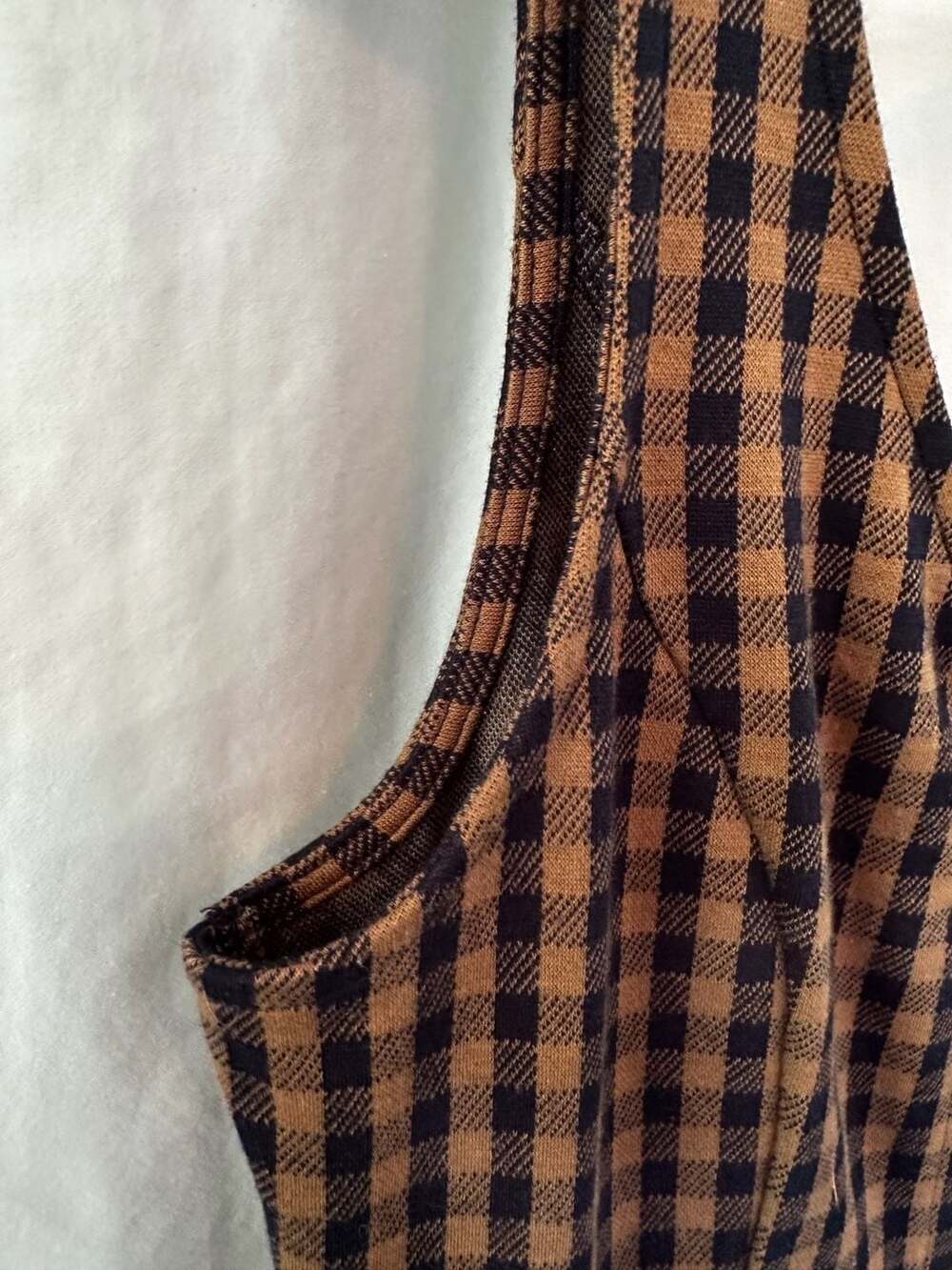 American Eagle Outfitters Womens Dress Brown and Navy Gingham Button-Front Mini - Picture 8 of 14